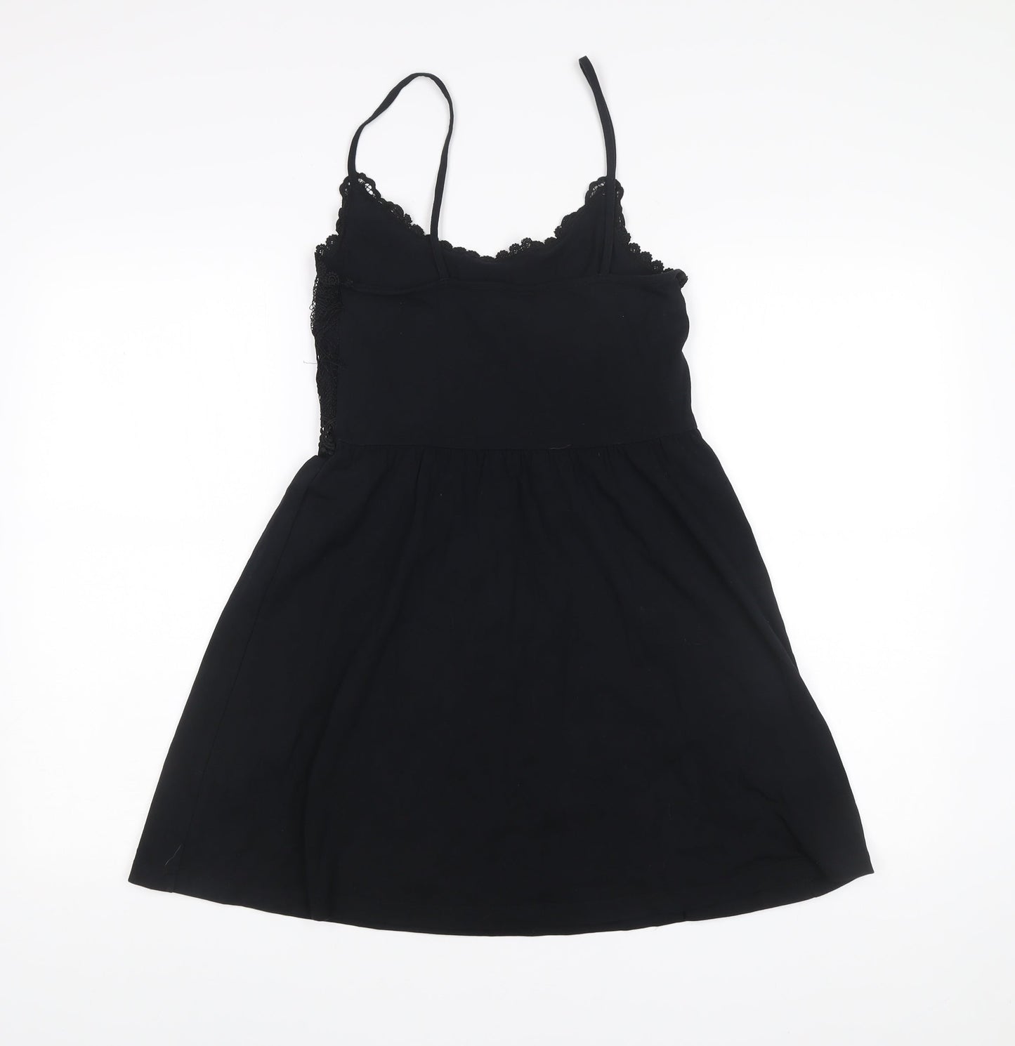 Topshop Women’s Black Size 10 Slip Dress Lace Trim Sleeveless Short