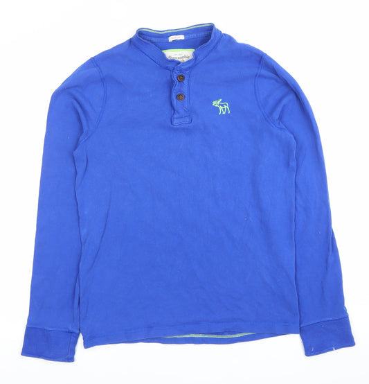 Abercrombie & Fitch Men’s Blue Henley Sweatshirt Size L