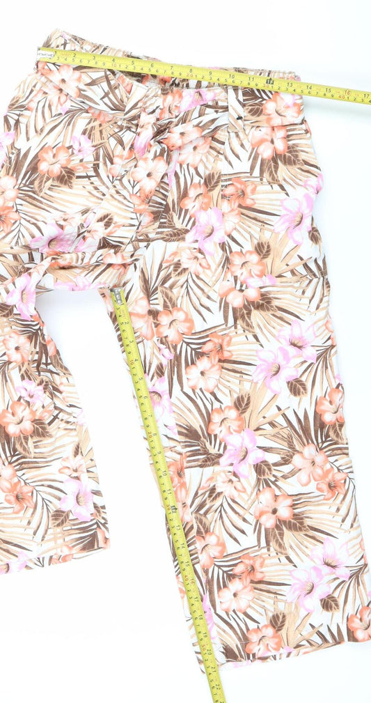 Lands' End Women’s Multicoloured Petite Size 10 High Rise Cropped Linen Trousers