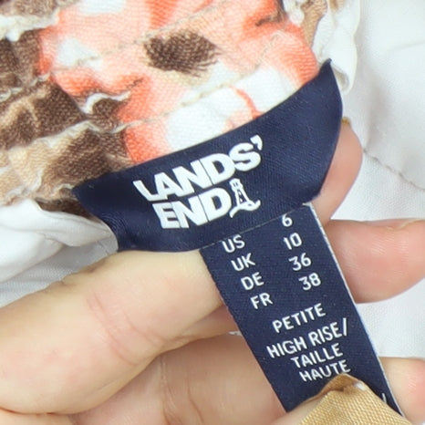 Lands' End Women’s Multicoloured Petite Size 10 High Rise Cropped Linen Trousers