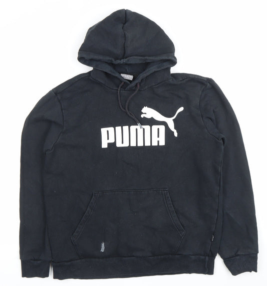 Puma Boys Black Pullover Hoodie M Regular Fit Logo Sportswear