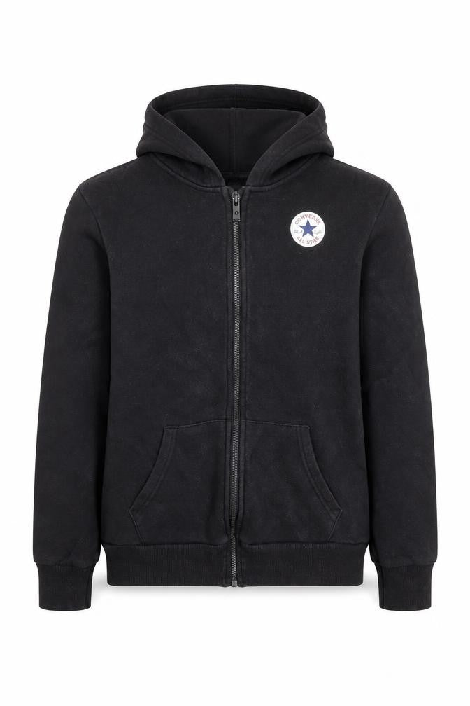 Converse Boys Black Full Zip Hoodie 12-13 Years Logo Fleece Lined