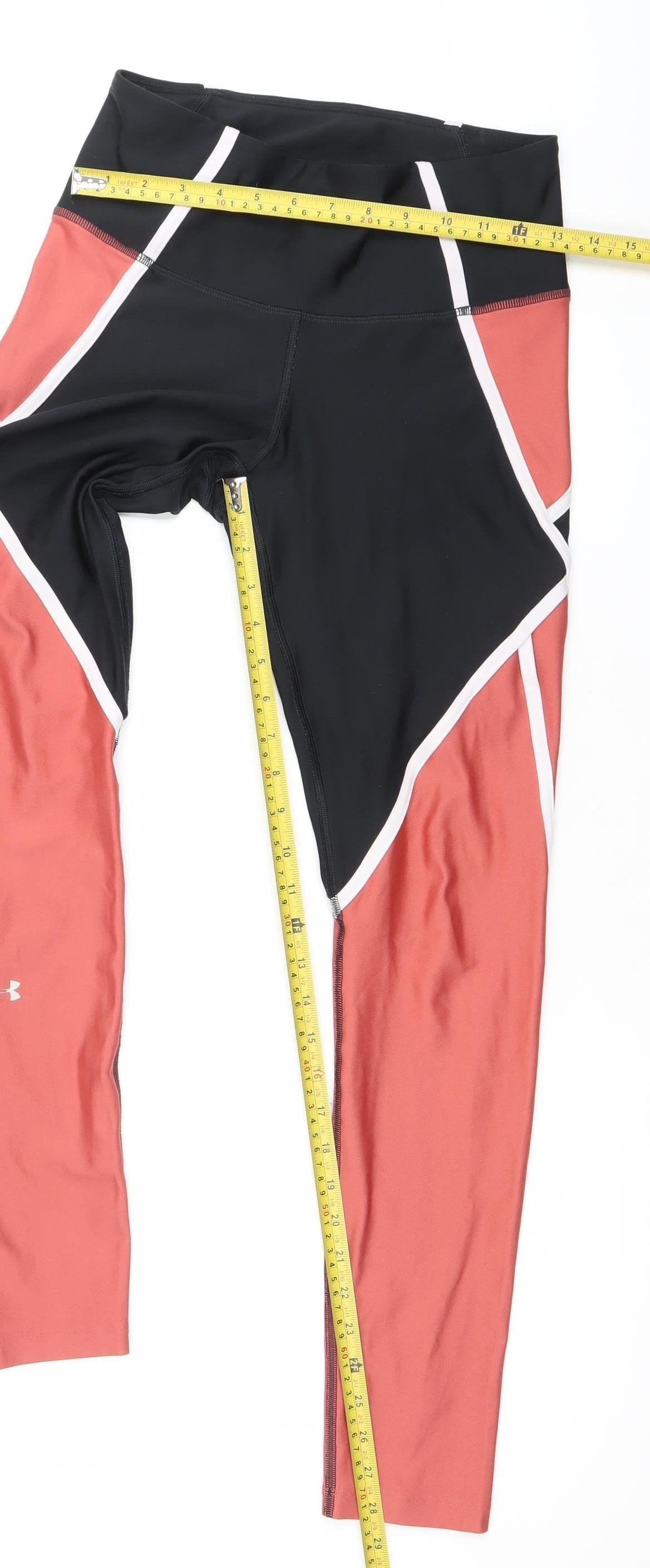 Under Armour Womens Black Orange Compression Leggings Size M Slim Fit