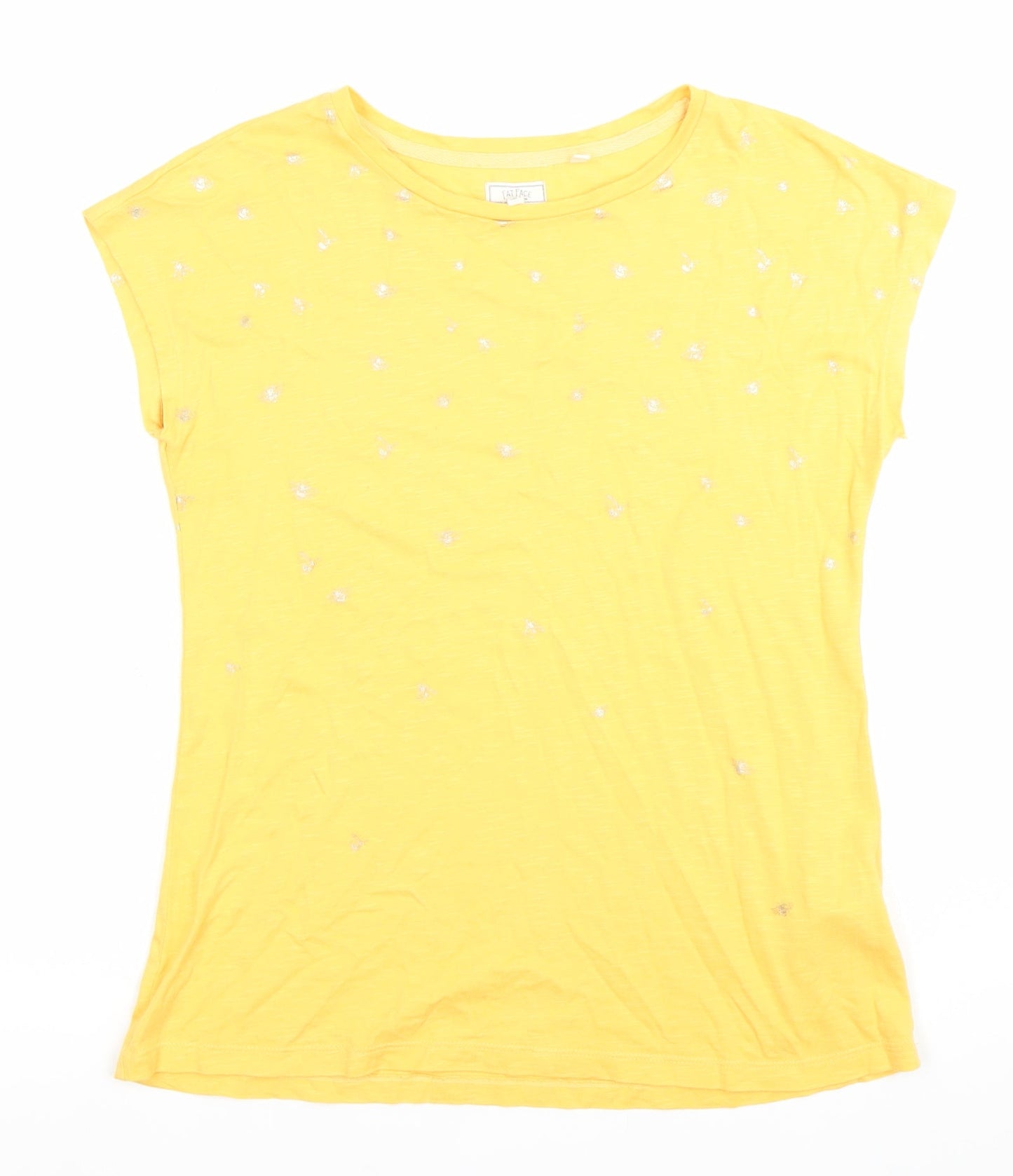 Fat Face Women’s Yellow Embroidered Floral T-Shirt Size 12