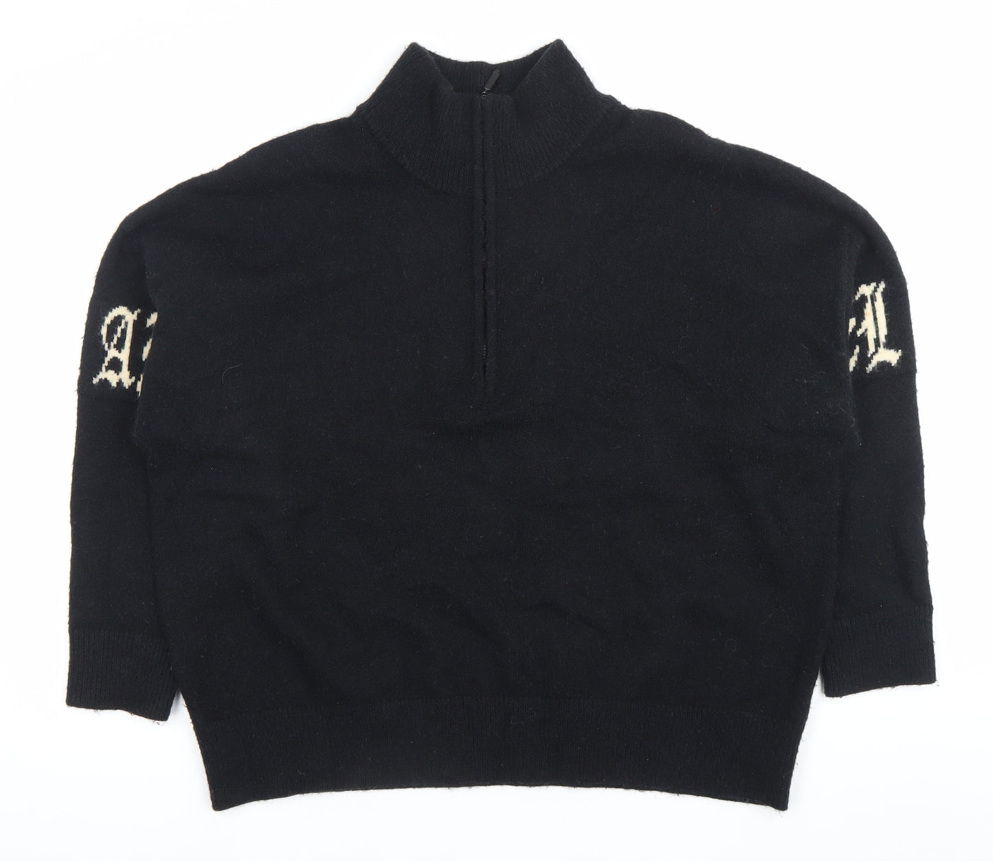 Motel Womens Black Gothic Mock Neck Zip Pullover Jumper Size S