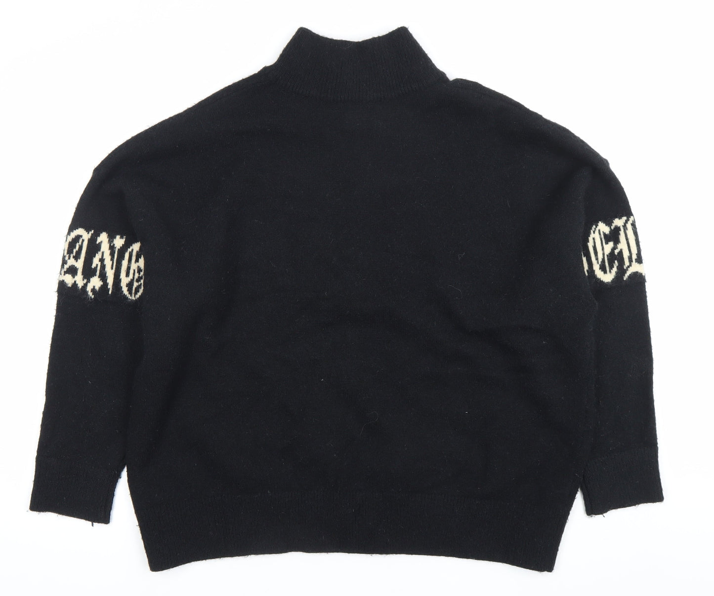 Motel Womens Black Gothic Mock Neck Zip Pullover Jumper Size S