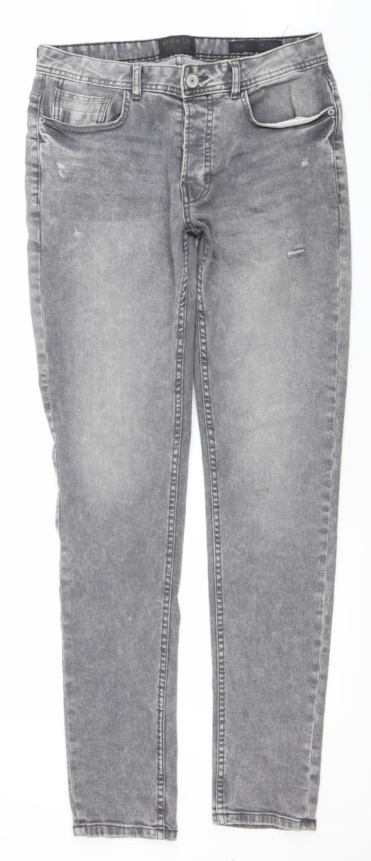 Denim Co. Mens Grey Skinny Slim Fit Jeans Size 36W 32L