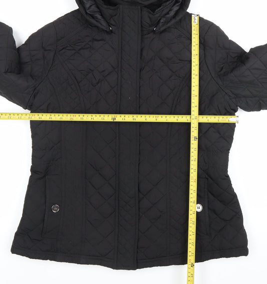 Jack Wills Womens Black Quilted Hooded Jacket Size S Regular