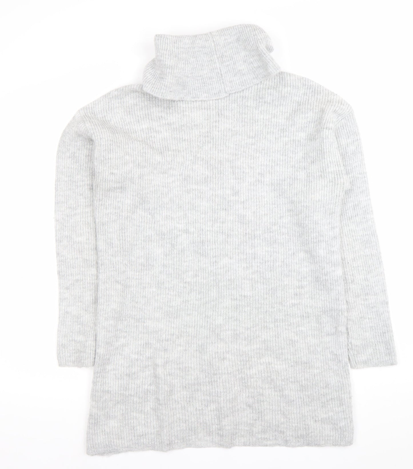 Lipsy Women’s Grey Cable Knit Roll Neck Long Sleeve Tunic Jumper UK 10