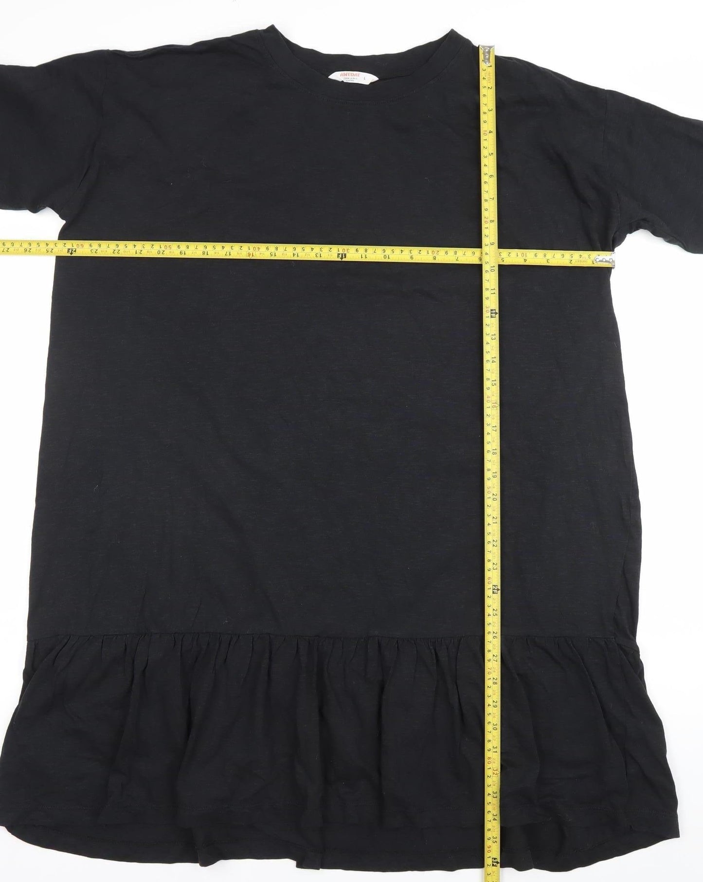 John Lewis Women Black Cotton 3/4 Sleeve T-Shirt Dress L