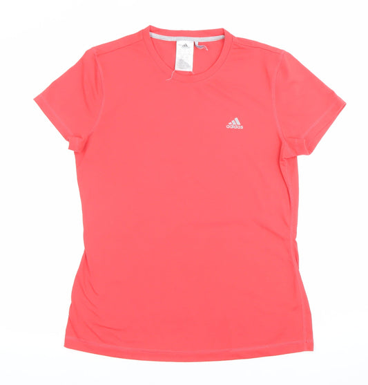 Adidas Womens Pink Short Sleeve Crew Neck Activewear T-Shirt Size M