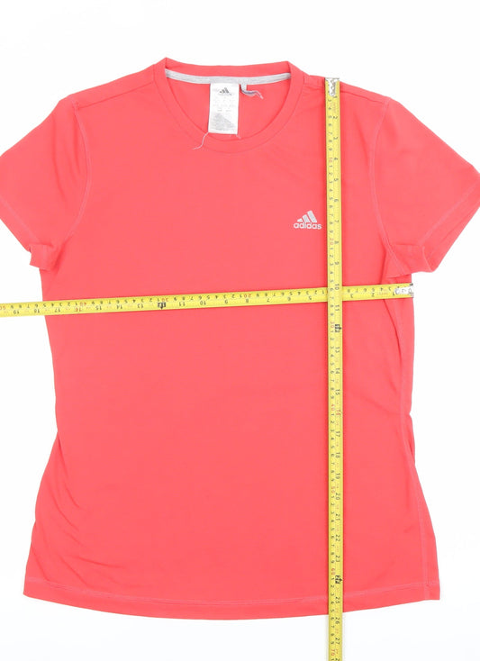 Adidas Womens Pink Short Sleeve Crew Neck Activewear T-Shirt Size M