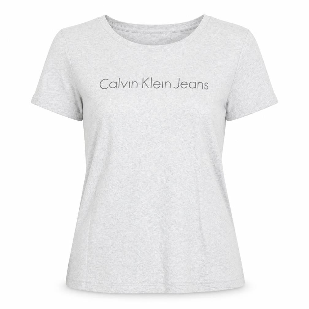 Calvin Klein Jeans Womens Grey Small Logo T-Shirt Casual Cotton