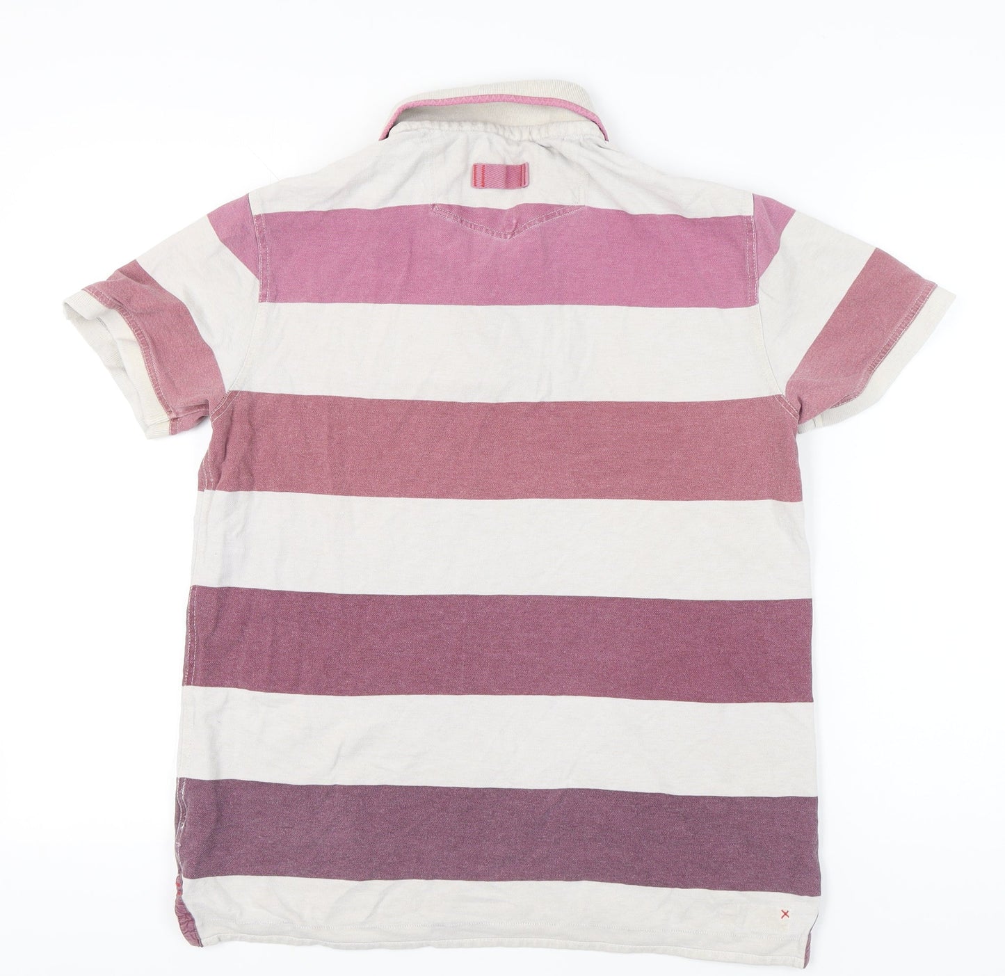 Fat Face Men’s Red White Striped Polo Shirt Cotton M Regular