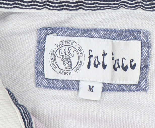 Fat Face Men’s Red White Striped Polo Shirt Cotton M Regular