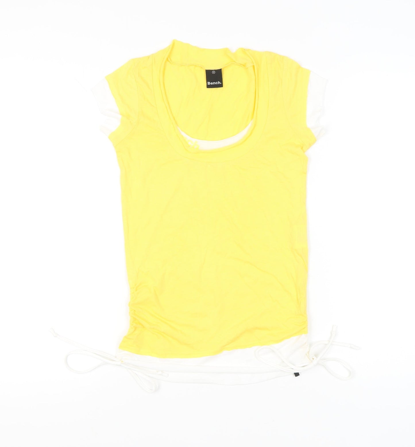Bench Womens Yellow Scoop Neck T-Shirt Size S Cotton Viscose