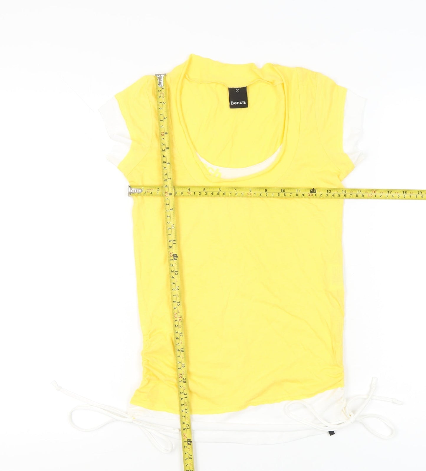 Bench Womens Yellow Scoop Neck T-Shirt Size S Cotton Viscose