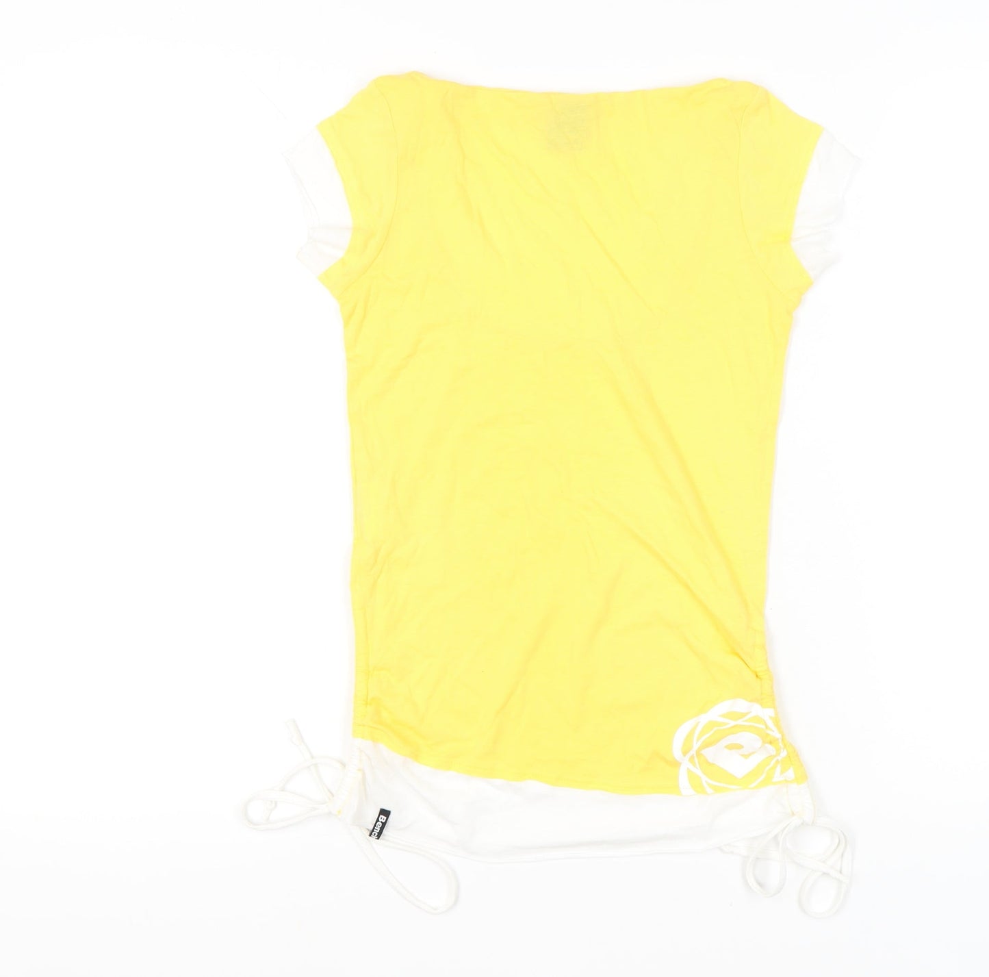 Bench Womens Yellow Scoop Neck T-Shirt Size S Cotton Viscose