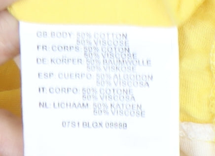 Bench Womens Yellow Scoop Neck T-Shirt Size S Cotton Viscose