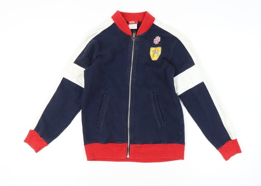 Diesel Boys Blue Full Zip Sweatshirt Jacket M Cotton Embroidered Logo