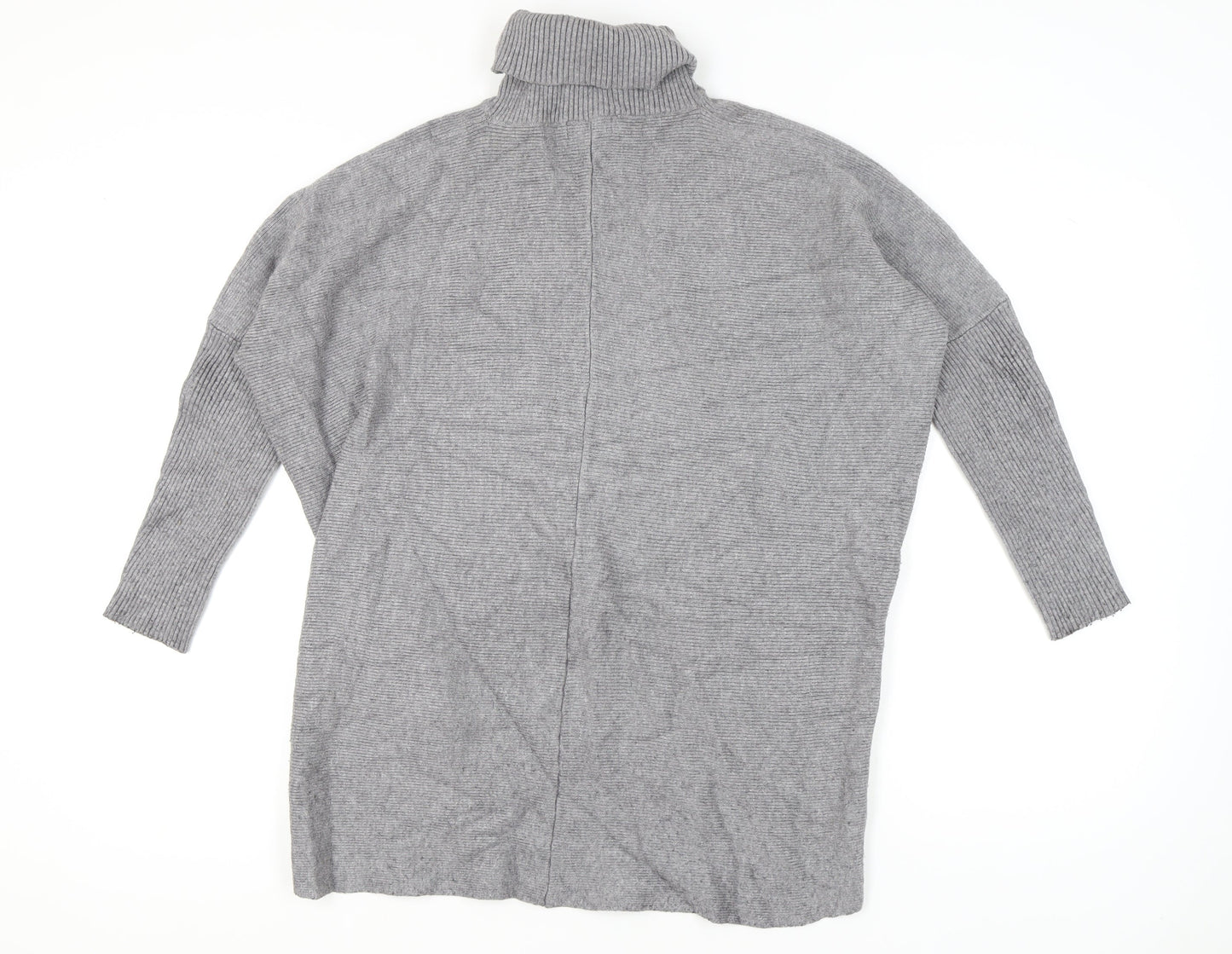 Blue Vanilla Womens Grey Roll Neck Jumper One Size Relaxed Fit