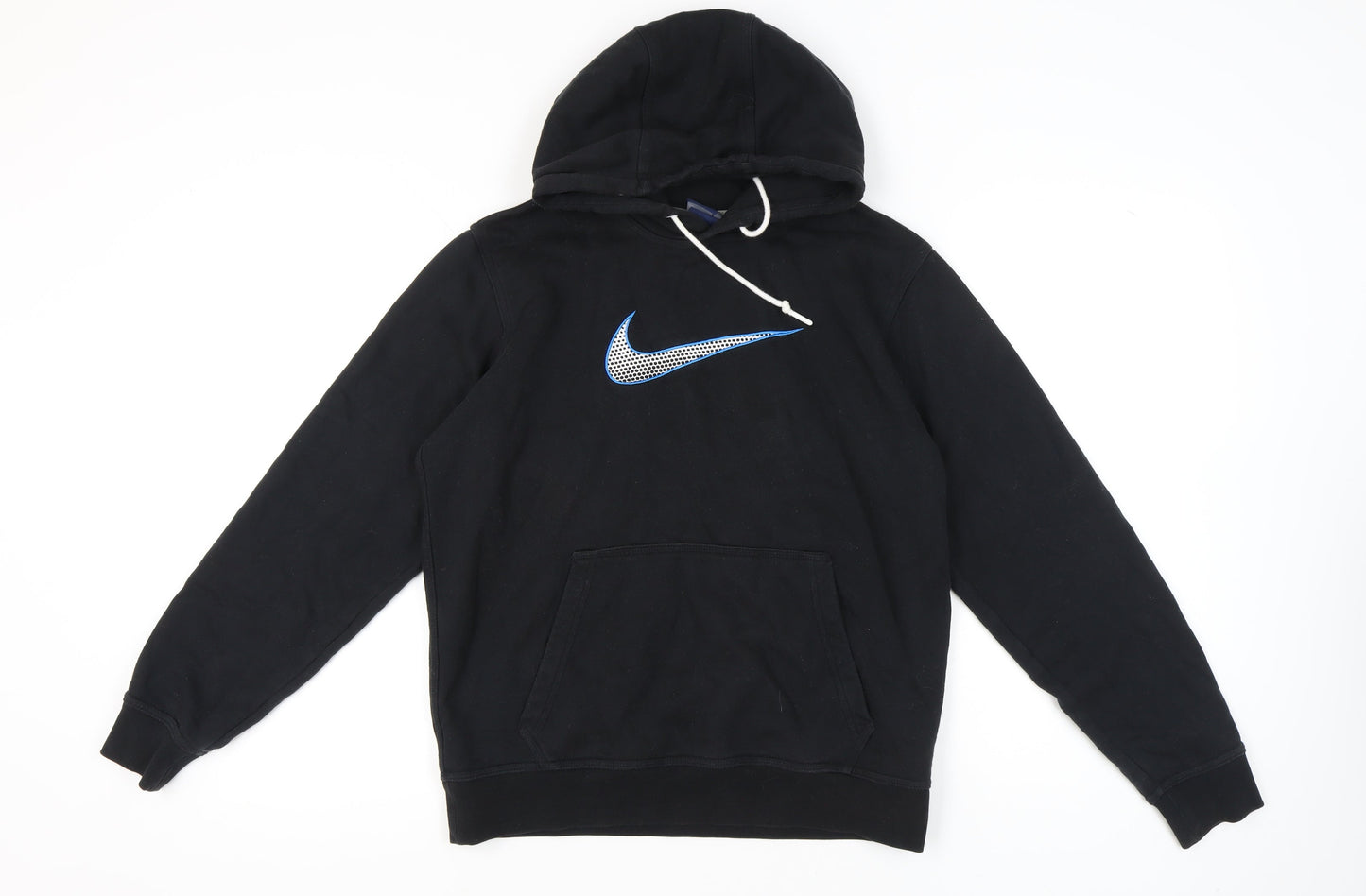 Nike Mens Black Pullover Hoodie M Regular Fit Sports Logo Fleece