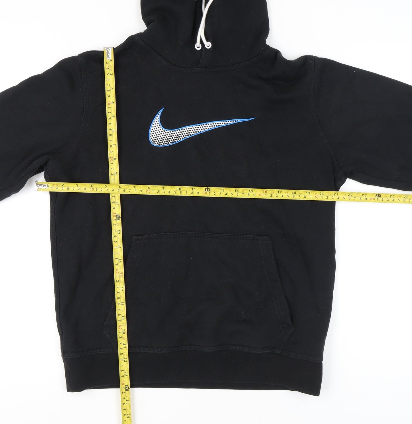 Nike Mens Black Pullover Hoodie M Regular Fit Sports Logo Fleece