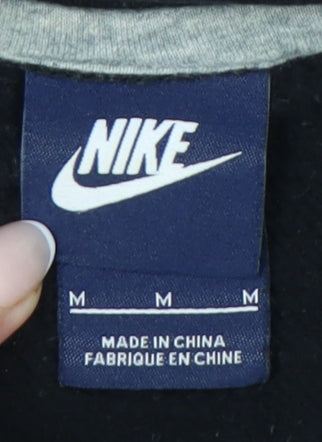 Nike Mens Black Pullover Hoodie M Regular Fit Sports Logo Fleece