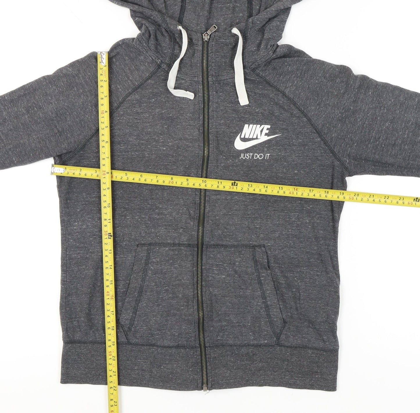 Nike Womens Grey Full Zip Hoodie Sweatshirt M Hooded Sportswear