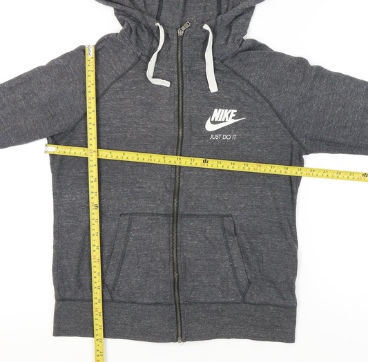Nike Womens Grey Full Zip Hoodie Sweatshirt M Hooded Sportswear