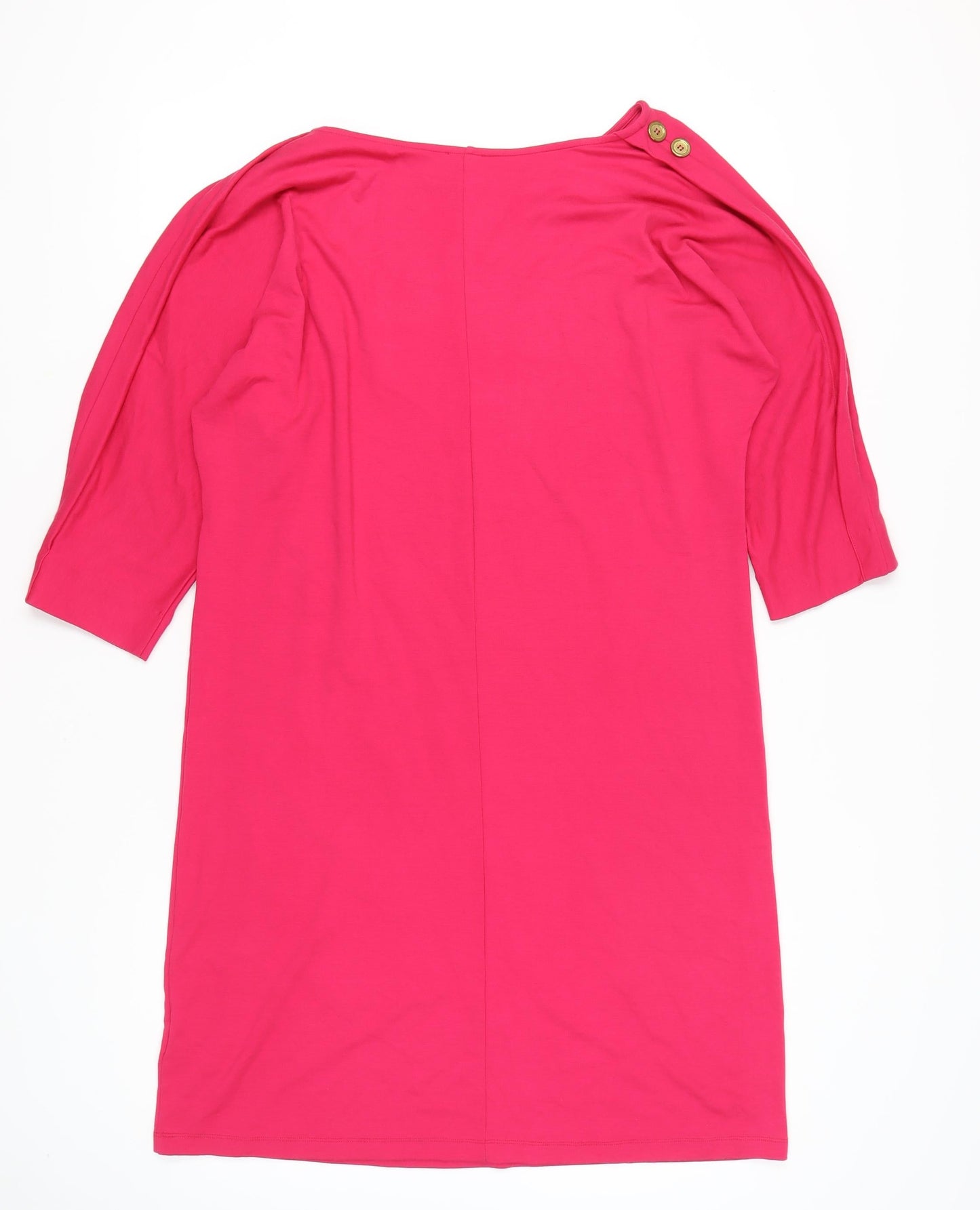 Jaeger Women’s Pink Shift Knee Length Dress L Boat Neck 3/4 Sleeve