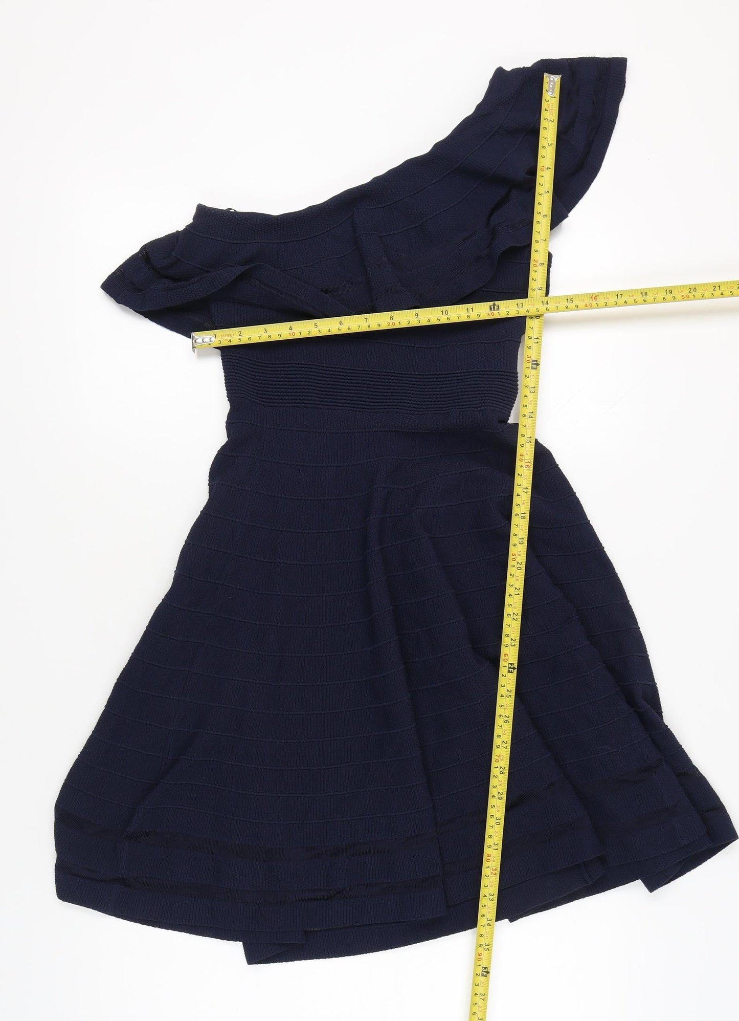 Ted Baker Women’s Blue One Shoulder Fit & Flare Ruffle Dress Size M