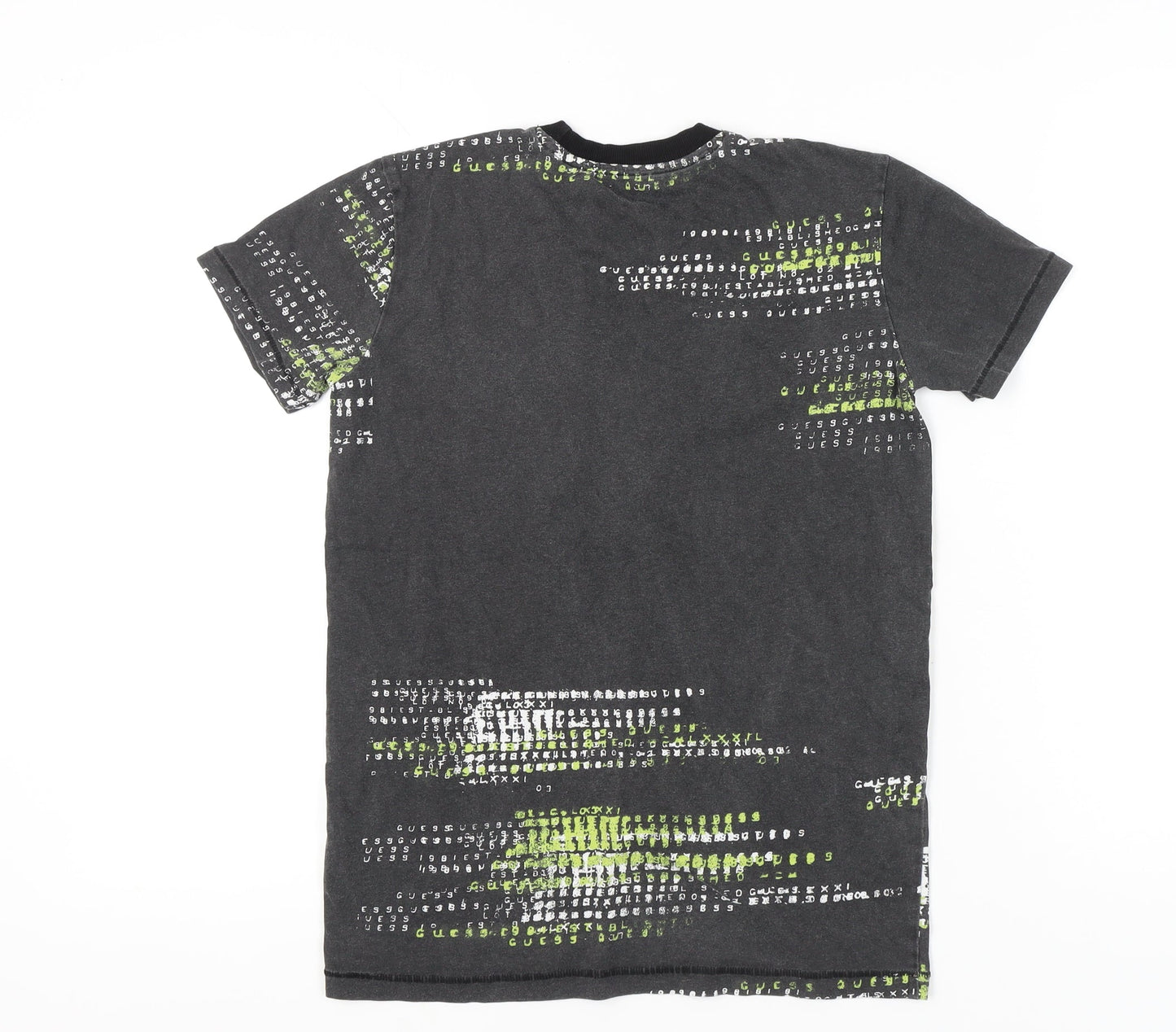 Guess Boys Black Logo Graphic T-Shirt Size 14 Years Short Sleeve Crew Neck