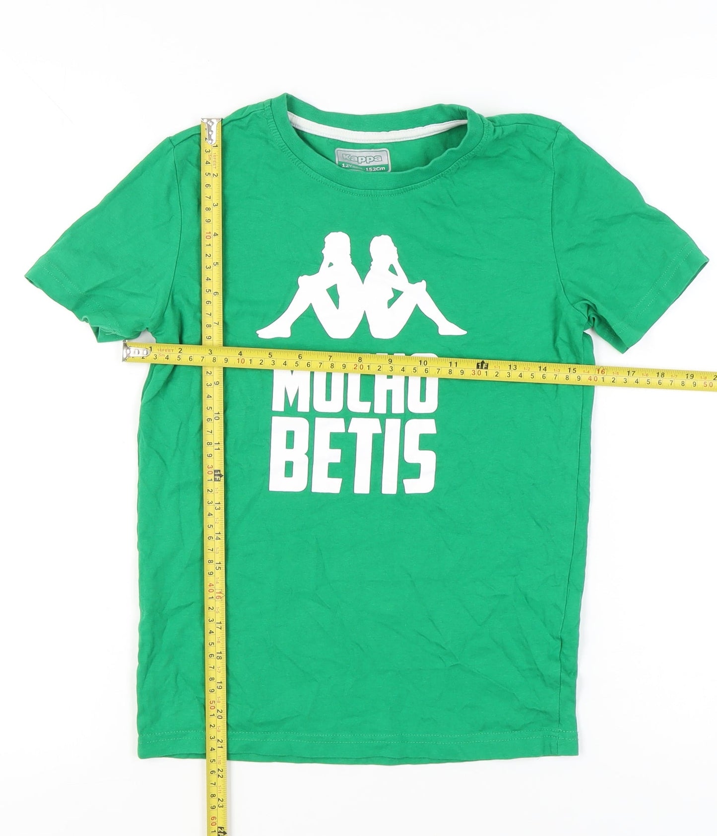 Kappa Boys Green 12 Years Logo Football Graphic Short Sleeve T-Shirt