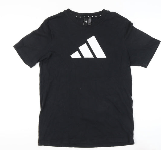 Adidas Mens Black Medium Sports Logo Cotton T-Shirt