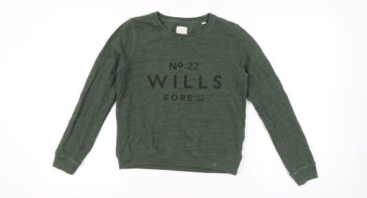 Jack Wills Womens Green UK 8 Cotton Logo Sweatshirt Pullover