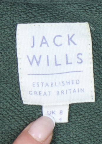 Jack Wills Womens Green UK 8 Cotton Logo Sweatshirt Pullover