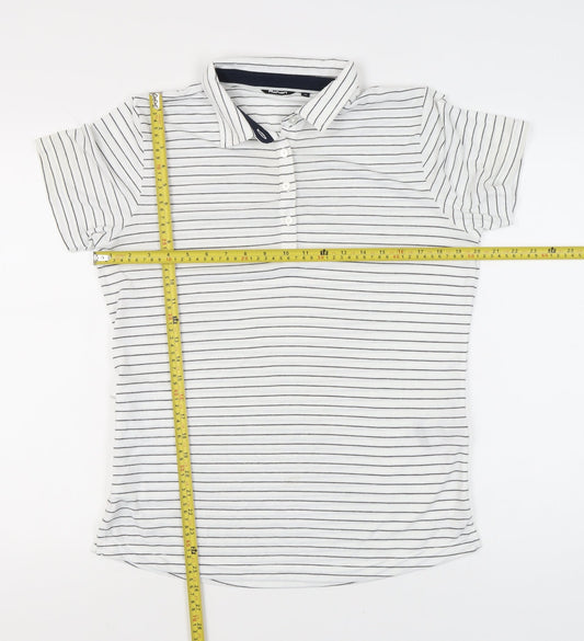 Rohan Womens White Striped Polo Shirt Size 12 Short Sleeve