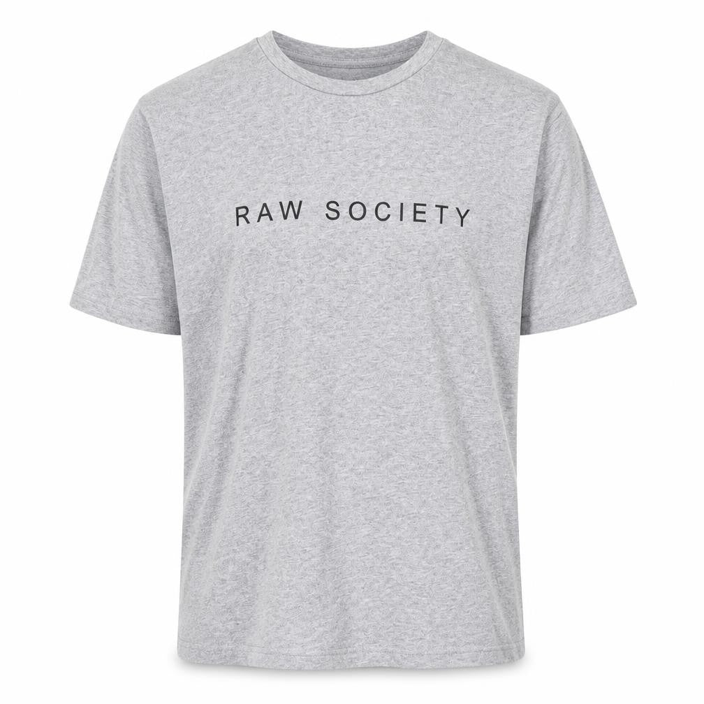 Raw Society Mens Grey XL Logo Crew Neck Short Sleeve T-Shirt