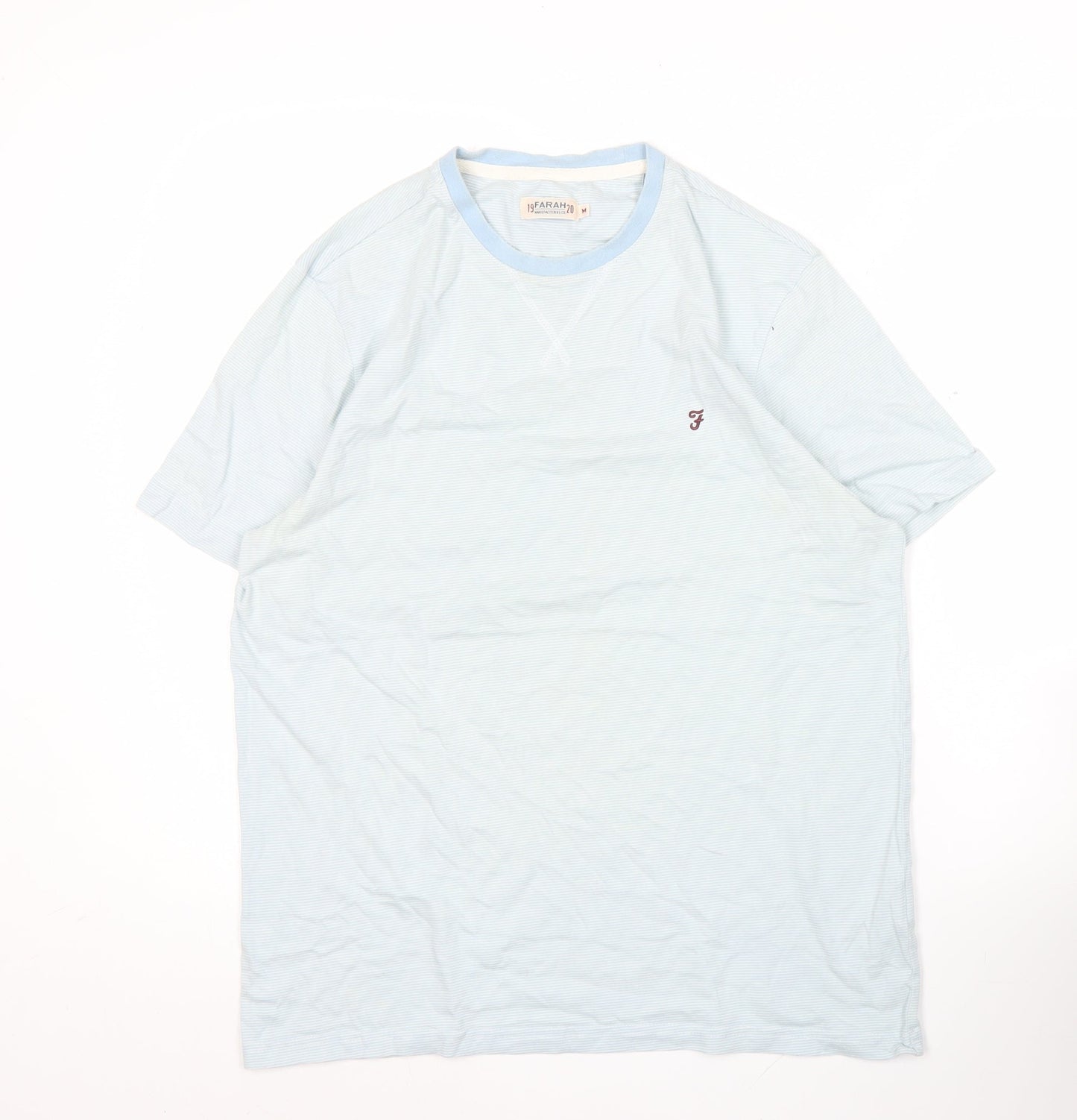 Farah Men’s Blue M Striped Cotton Crew Neck T-Shirt