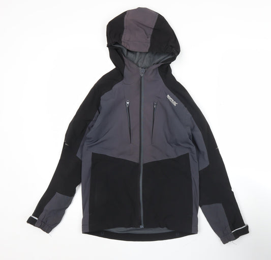 Regatta Boys Black 9-10 Yrs Waterproof Hooded Rain Jacket Outdoor Softshell