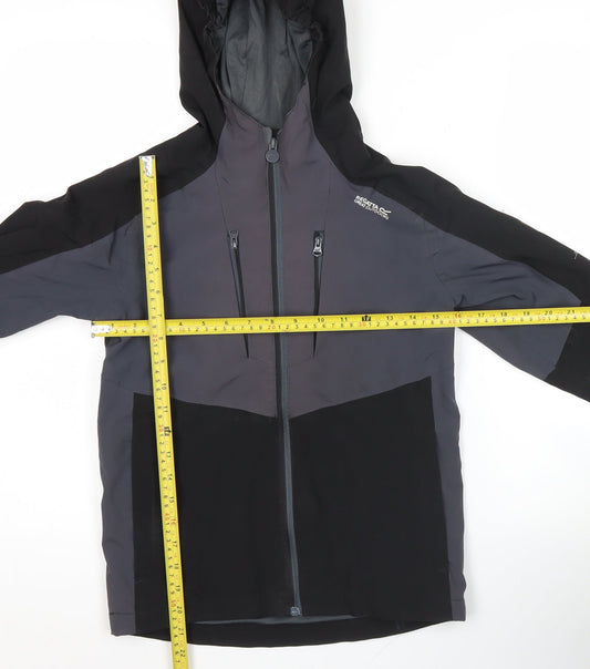 Regatta Boys Black 9-10 Yrs Waterproof Hooded Rain Jacket Outdoor Softshell