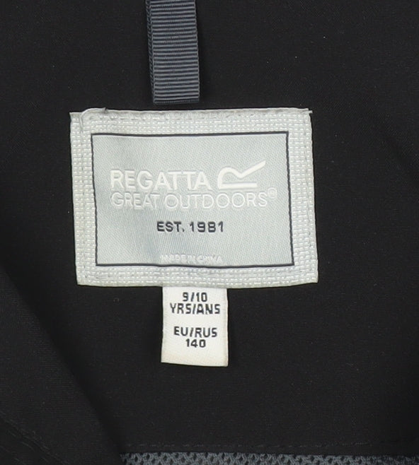 Regatta Boys Black 9-10 Yrs Waterproof Hooded Rain Jacket Outdoor Softshell