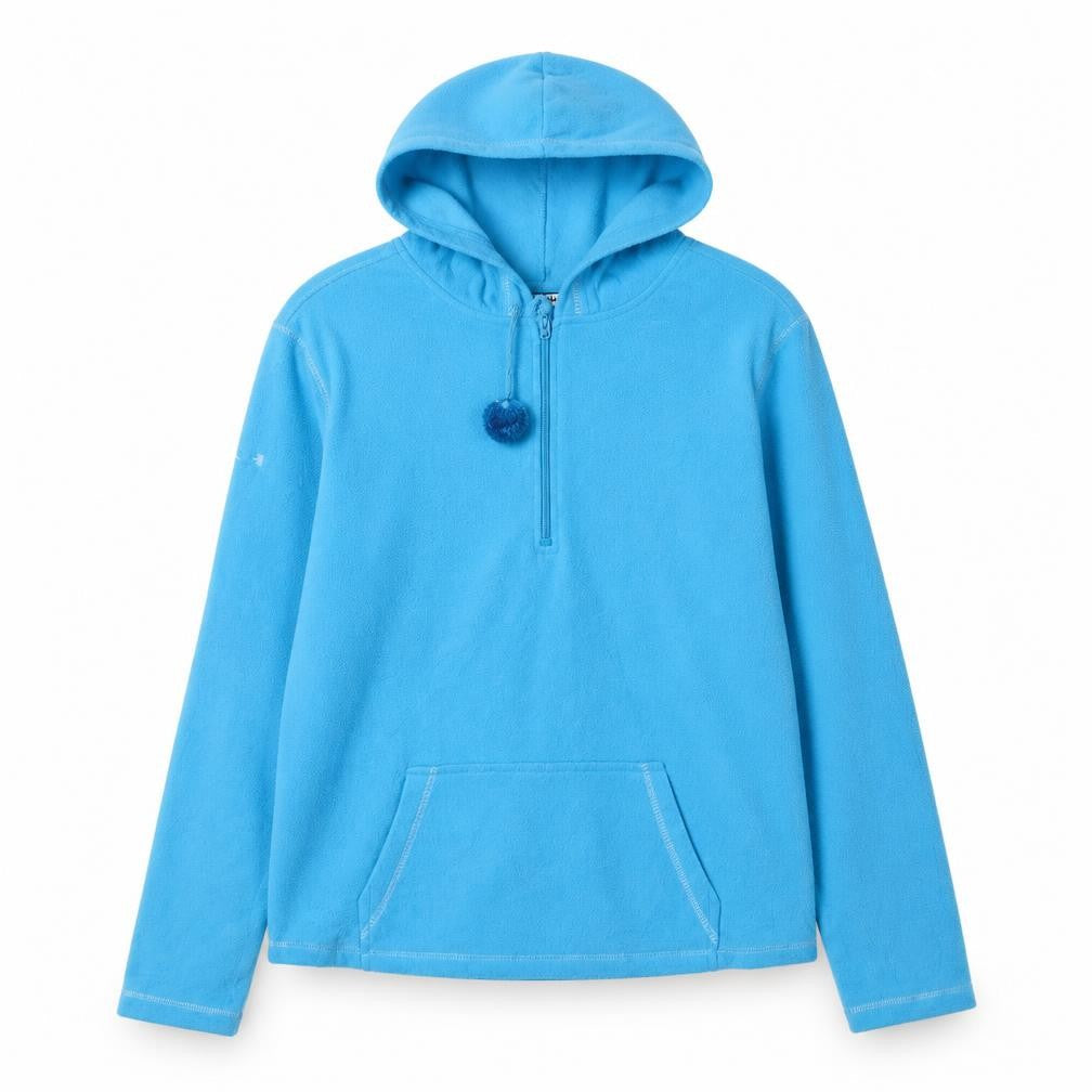 Joe Boxer Womens Blue Medium Pullover Hoodie Fleece 1/2 Zip