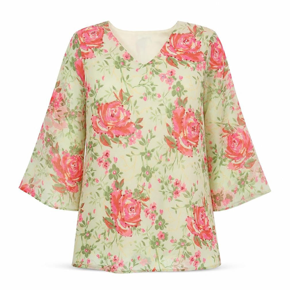 Chic Soul Women’s Multicoloured Floral Shift Dress Size S V-Neck Long Sleeve