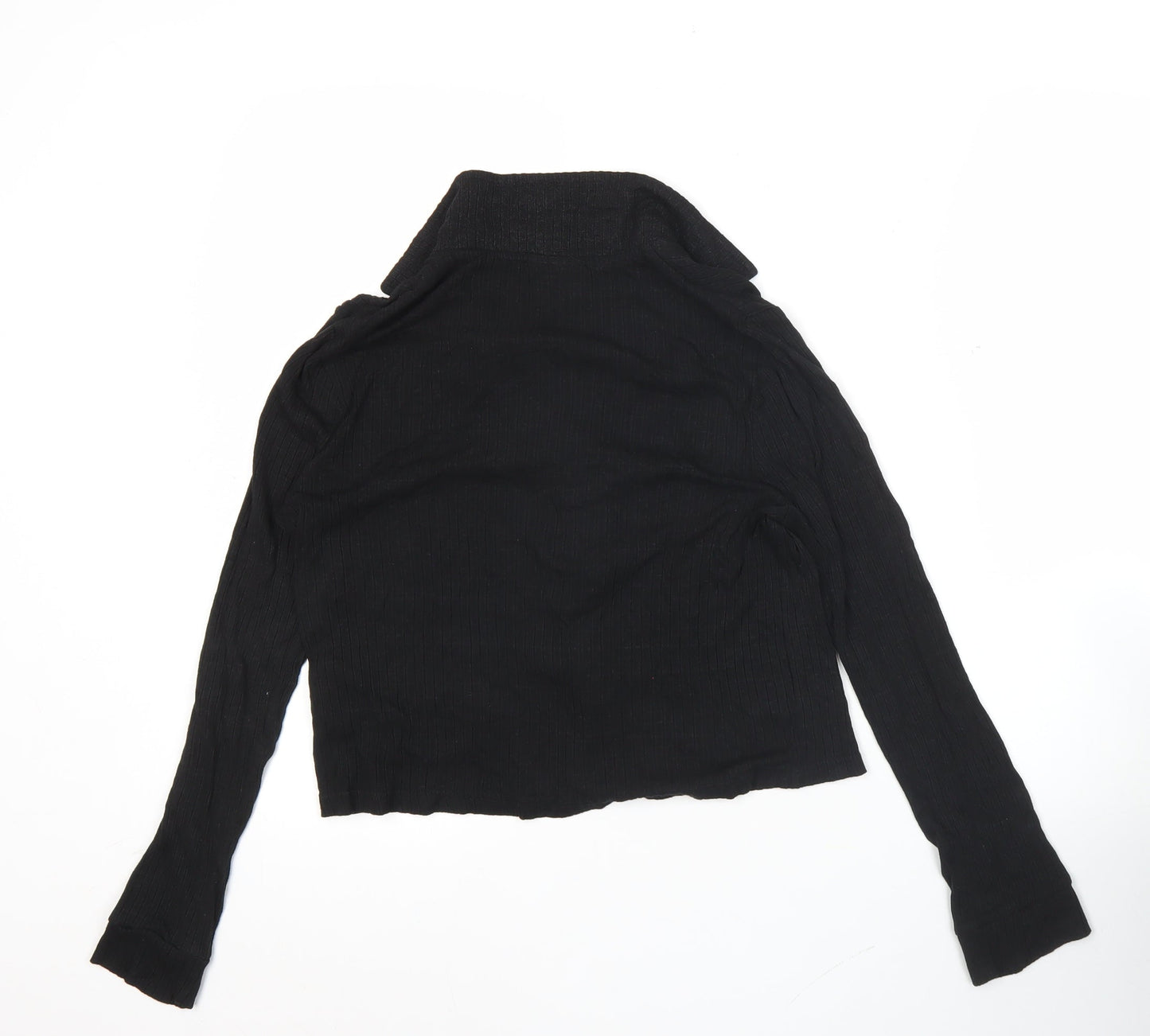 Firetrap Womens Black Size 8 Cropped Button-Up Long Sleeve Shirt