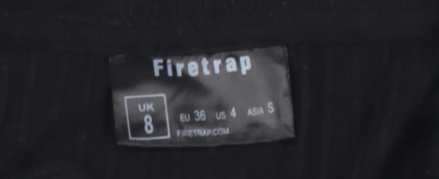 Firetrap Womens Black Size 8 Cropped Button-Up Long Sleeve Shirt