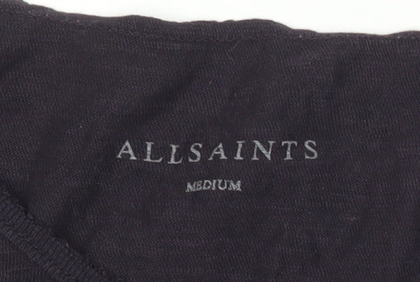 AllSaints Men's Black Cotton Slim Fit T-Shirt Size M Crew Neck