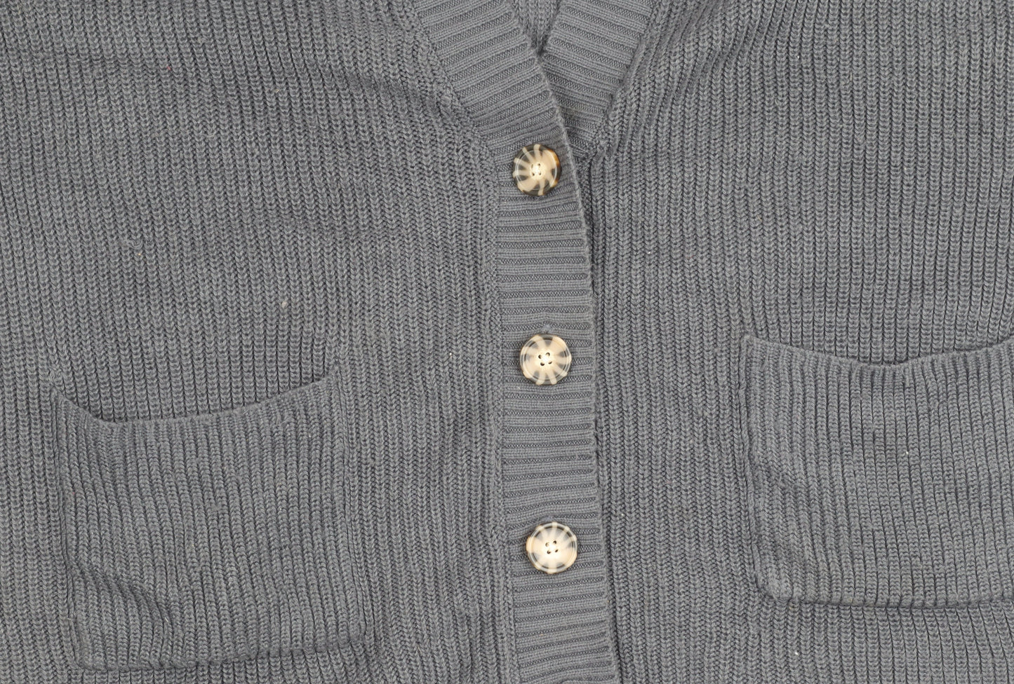 Pull&Bear Womens Grey XS Chunky Knit Cardigan V-Neck