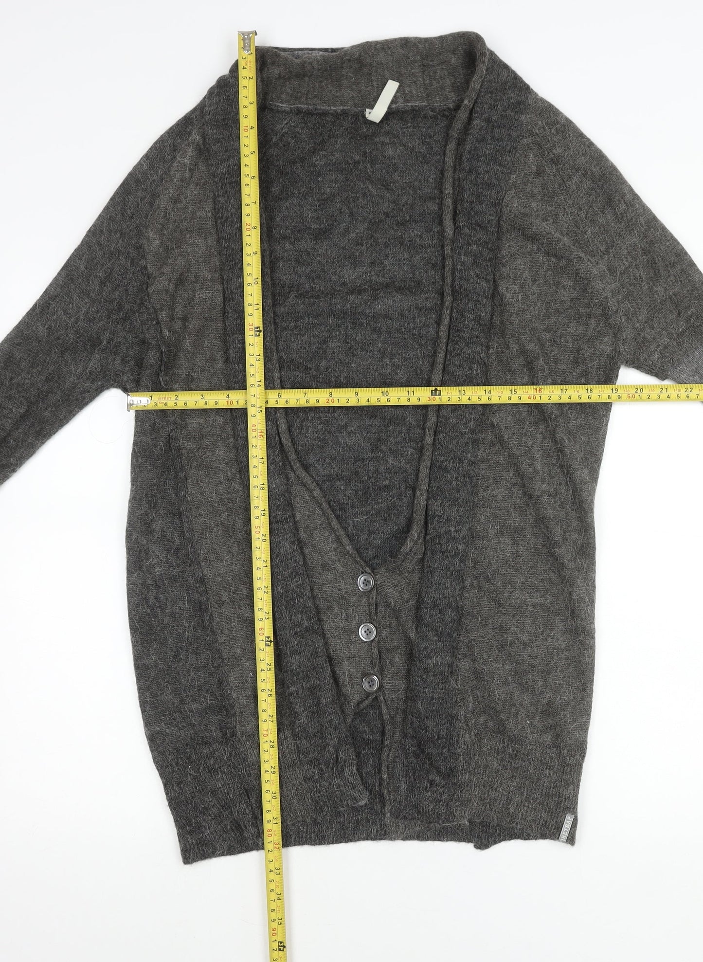 Firetrap Women’s Grey Alpaca Blend Cardigan Size M V-Neck